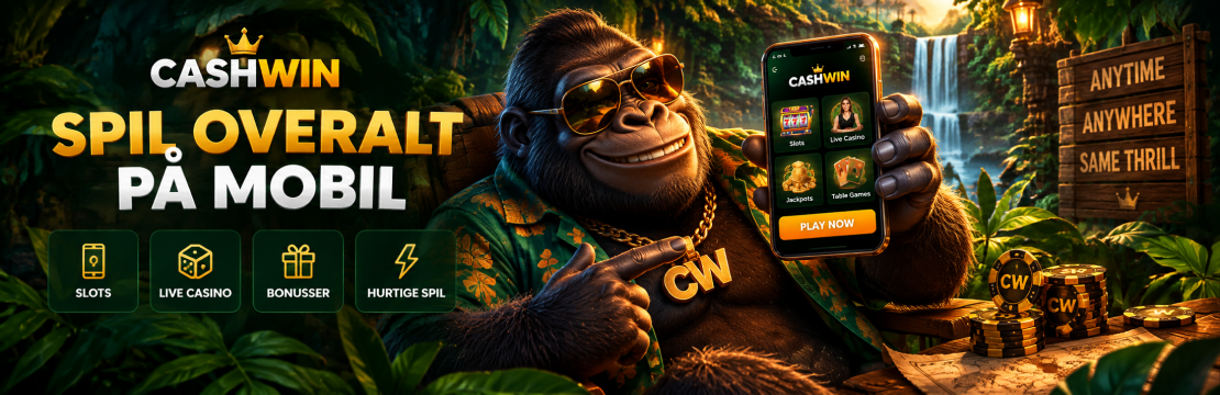 Cashwin Casino på mobil med slots, live casino, bonusser og hurtige spil